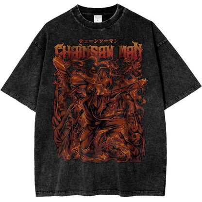 Chainsaw Man: Shark Slayer T-shirt Anime Shirt Vintage Men's T-shirt Pure Cotton Leisure Sports Harajuku Summer New 2025