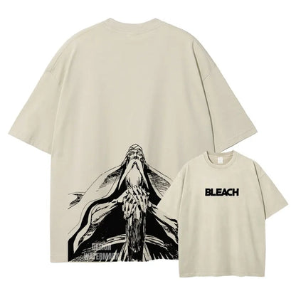 Bleach: Zaraki Kenpachi T Shirts Oversized Vintage Washed  T-shirt Manga Kurosaki Ichigo T Shirt Renji Uryuu Tops Tees Man