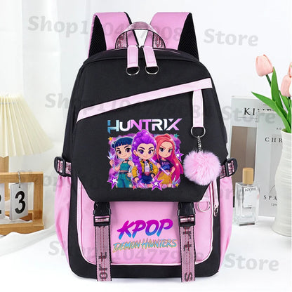 KPop Demon Hunters Fashion Backpack for Boys Girls Anime Cartoon Schoolbag Students Large Capacity Book Stationery Storage Bag