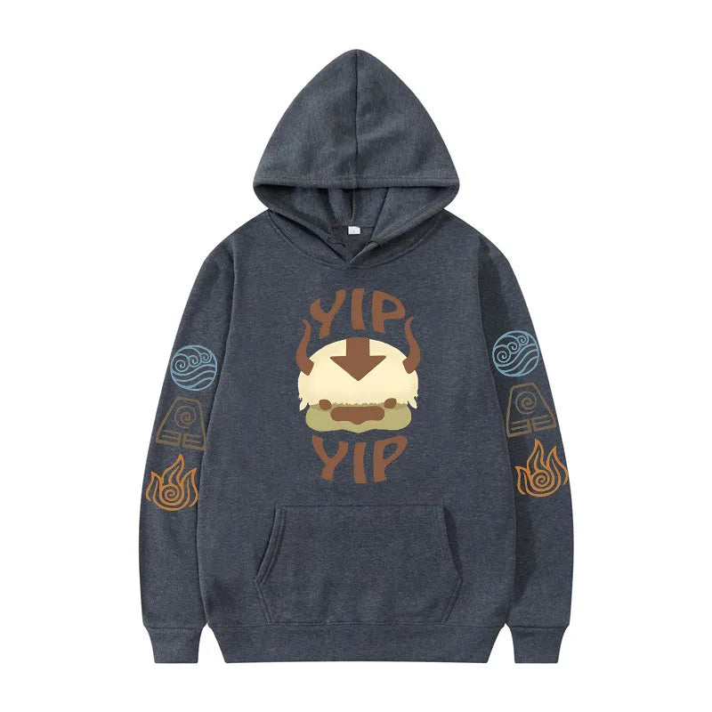 Avatar The Last Airbender: Hoodie Men's and Women's Couple Appa YIP Letter Printed Brushed Anime Sports Shirt Pullover Top