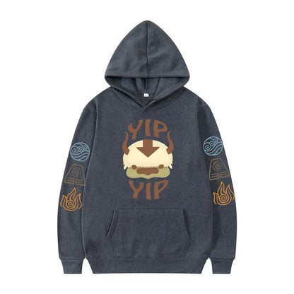 Avatar The Last Airbender: Hoodie Men's and Women's Couple Appa YIP Letter Printed Brushed Anime Sports Shirt Pullover Top