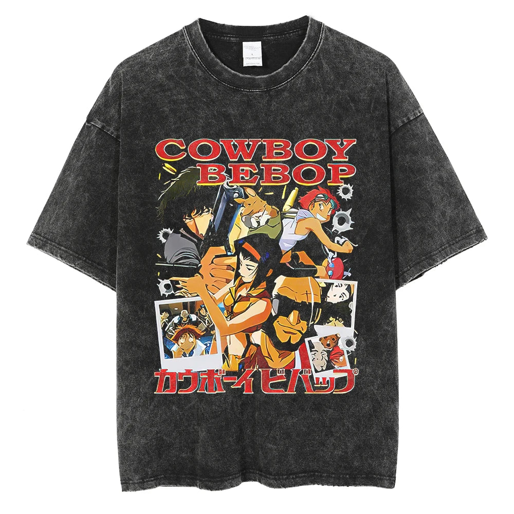 Cowboy Bebop: Graphic Printed T-shirt Men Women Classic Loose Tshirts Harajuku Male Washed Cotton Manga T Shirt