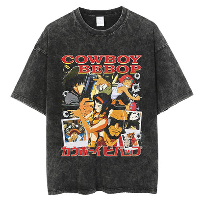 Cowboy Bebop: Graphic Printed T-shirt Men Women Classic Loose Tshirts Harajuku Male Washed Cotton Manga T Shirt