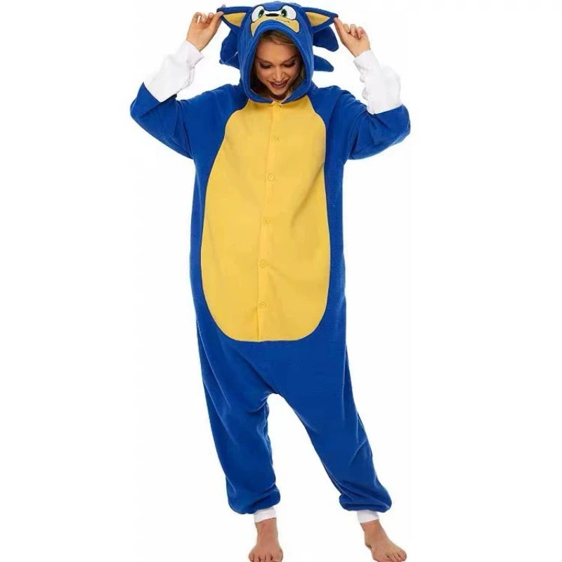 Sonic The Hedgehog: Onesies Adults Black Shadow Cartoon Pajamas Children Adult Animal Halloween Christmas Hedgehog Cosplay Raccoon Kigurumi Jumpsuit