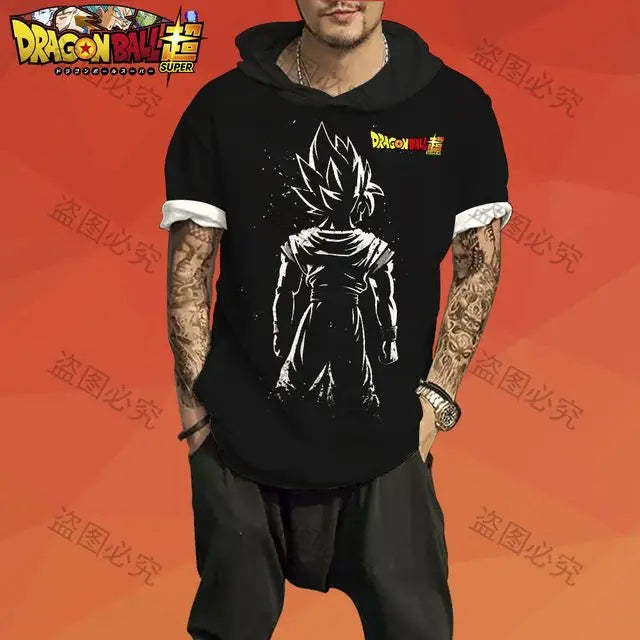 Dragon Ball: T-shirt Men Trend Z GOKU Men's Hooded Essentials 3XL Tops Fashion High Quality Harajuku Style Z Short Sleeve 2025
