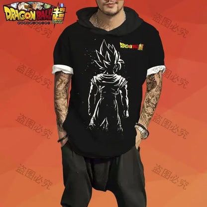 Dragon Ball: T-shirt Men Trend Z GOKU Men's Hooded Essentials 3XL Tops Fashion High Quality Harajuku Style Z Short Sleeve 2025