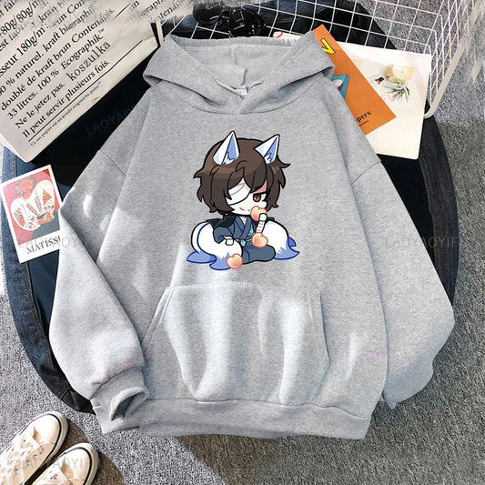 Bungo Stray Dogs: Osamu DAZAI Hoodie Anime Print Manga Kawaii Graphics Hooiharajuku