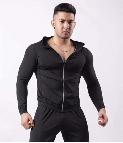 Baki: Print Fitness Running Jackets for Men Sports Athletic Hooded Coats Quick Dry Stretch Outwear Long Sleeve Zip Up Tops
