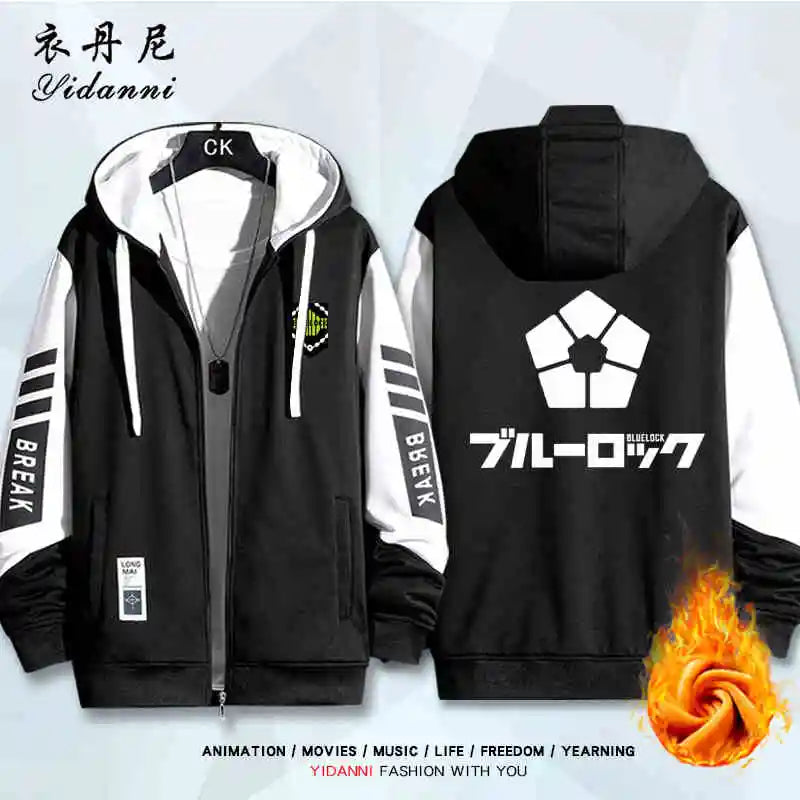 Blue Lock:  Mikage Reo Isagi Yoichi Nagi Seishiro Cosplay Jacket Zipper Hoodie Women Men Fashion Hooded Coat Couple Tops Gift