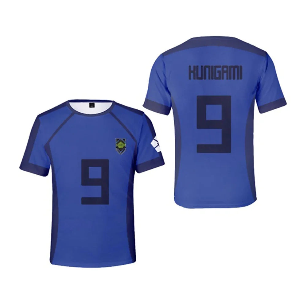 Blue Lock:  Anime Japanese Isagi Yoichi Football Jersey T-shirt Cosplay Hyoma Chigiri Meguru Bachira Tee Original Children Clothes