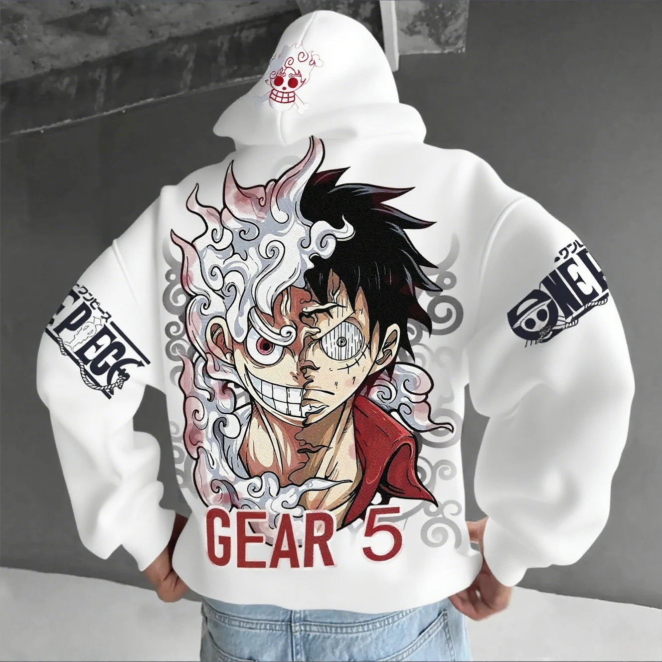 One Piece: Luffy Gear 5 Nika Streetwear Casual Pullover Sweatshirt Autumn Winter Cosplay Long Sleeve Tops