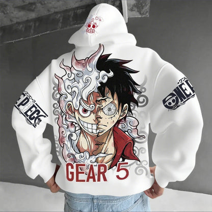 One Piece: Luffy Gear 5 Nika Streetwear Casual Pullover Sweatshirt Autumn Winter Cosplay Long Sleeve Tops