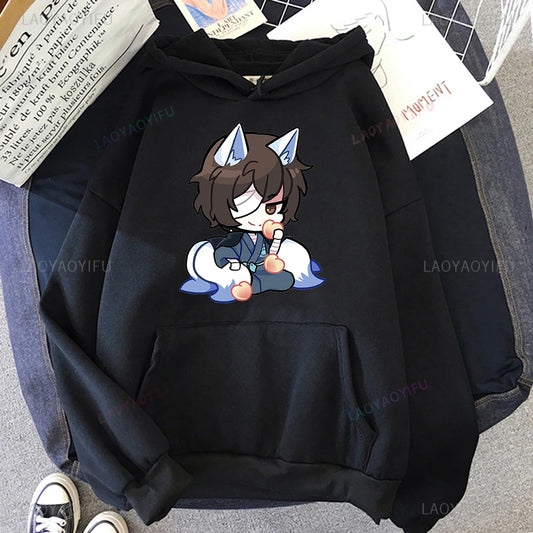 Bungo Stray Dogs: Osamu DAZAI Hoodie Anime Print Manga Kawaii Graphics Hooiharajuku