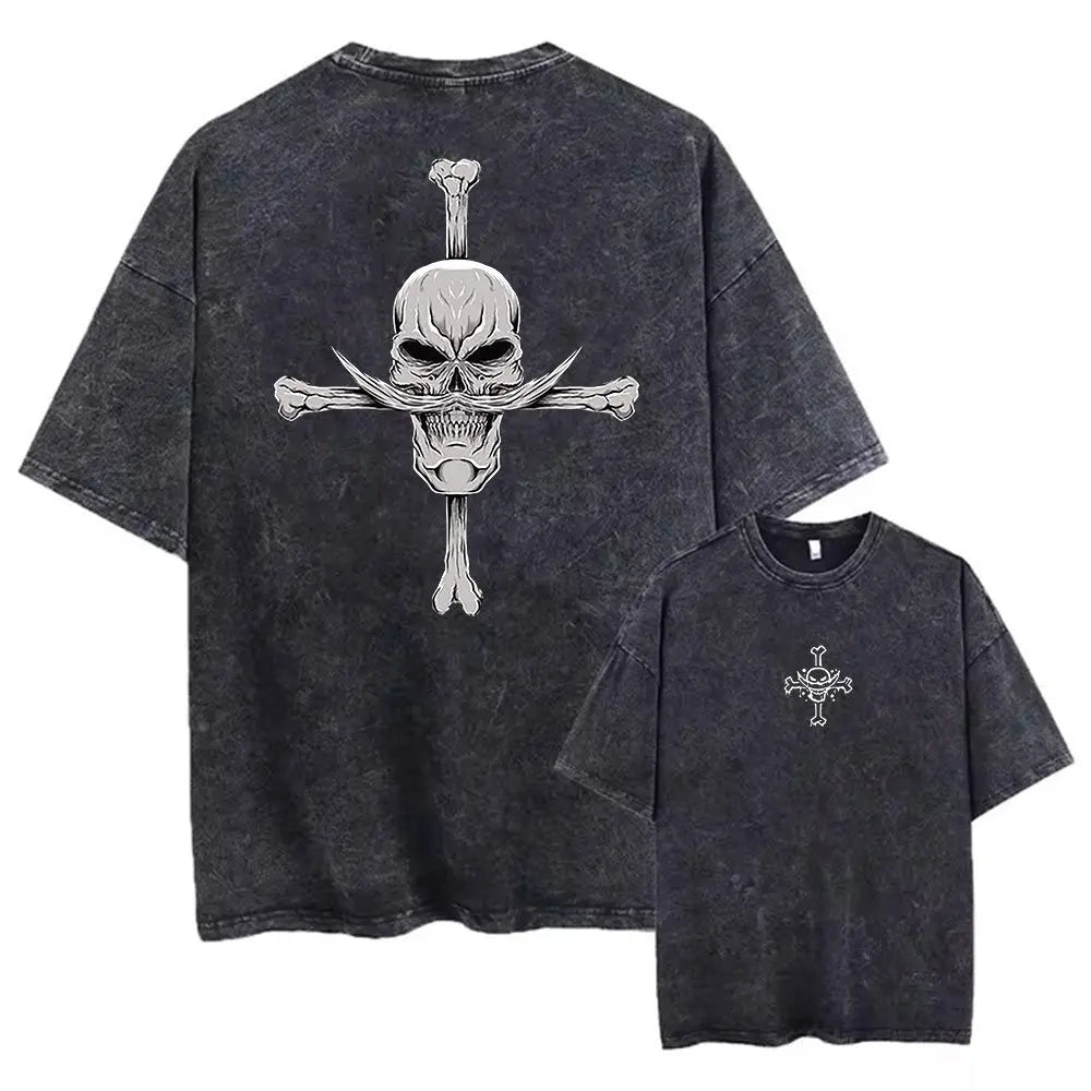 One Piece: Anime Print Washed T-shirt Men Hip Hop Streetwear Oversized Women Short Sleeved Graphic Tee Summer Harajuku Casual Top