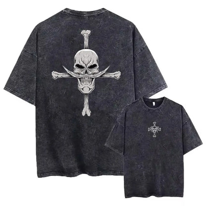 One Piece: Anime Print Washed T-shirt Men Hip Hop Streetwear Oversized Women Short Sleeved Graphic Tee Summer Harajuku Casual Top