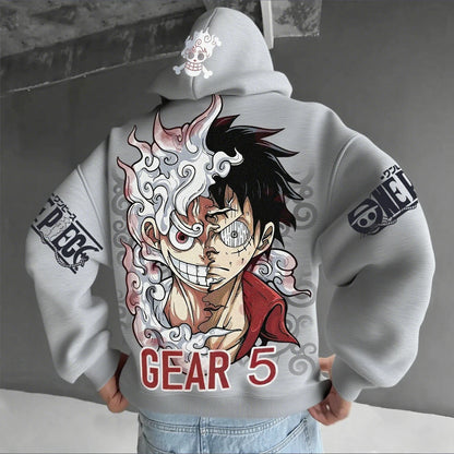 One Piece: Luffy Gear 5 Nika Streetwear Casual Pullover Sweatshirt Autumn Winter Cosplay Long Sleeve Tops