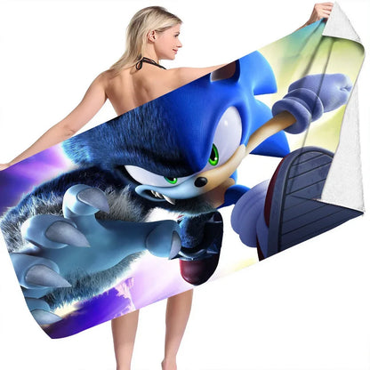 Sonic the Hedgehog: Beach Towel Beach Towel Quick Dry Absorbent Towel Fitness Bath Towel Adult Kids Holiday Gifts