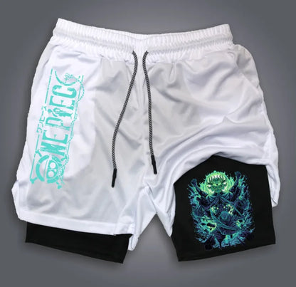 One Piece: official character printed shorts, retro Y2K anime beach shorts, quick-drying fabric, fitness and jogging