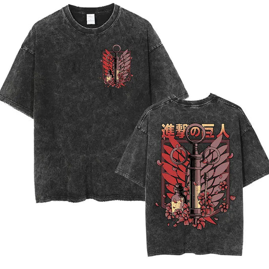 Attack on Titan: Men Women Cartoon Manga Merch Tshirt Men's Oversized T Shirts Washed Vintage Anime Attack on Titan Reiner Braun Graphic T-shirts