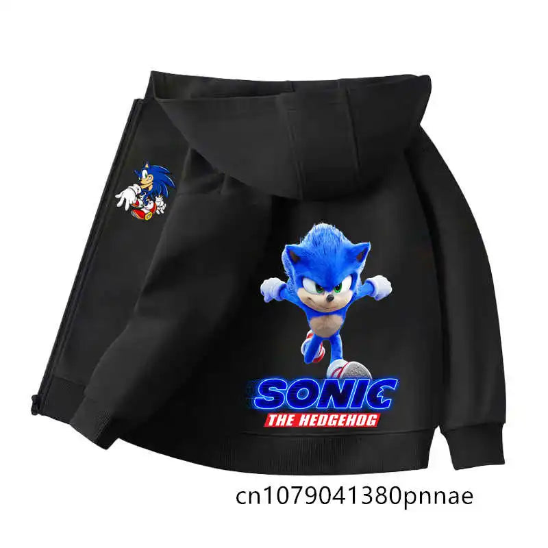Sonic The Hedgehog:  Zipper Hoodie Set Zipper Hoodie Fashion Coat Kids Cartoon Teen Tracksuits Toddler Clothe Sport Suit