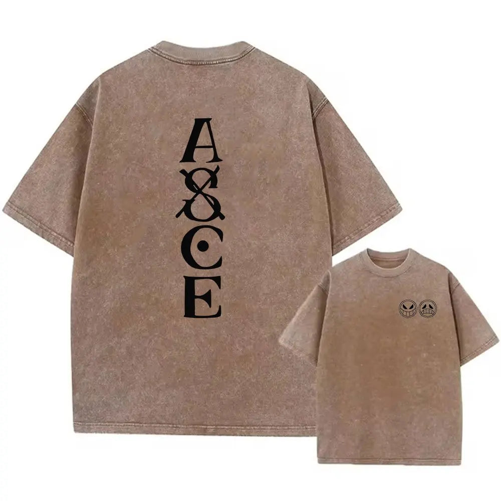 One Piece: Anime Print Washed T-shirt Men Hip Hop Streetwear Oversized Women Short Sleeved Graphic Tee Summer Harajuku Casual Top