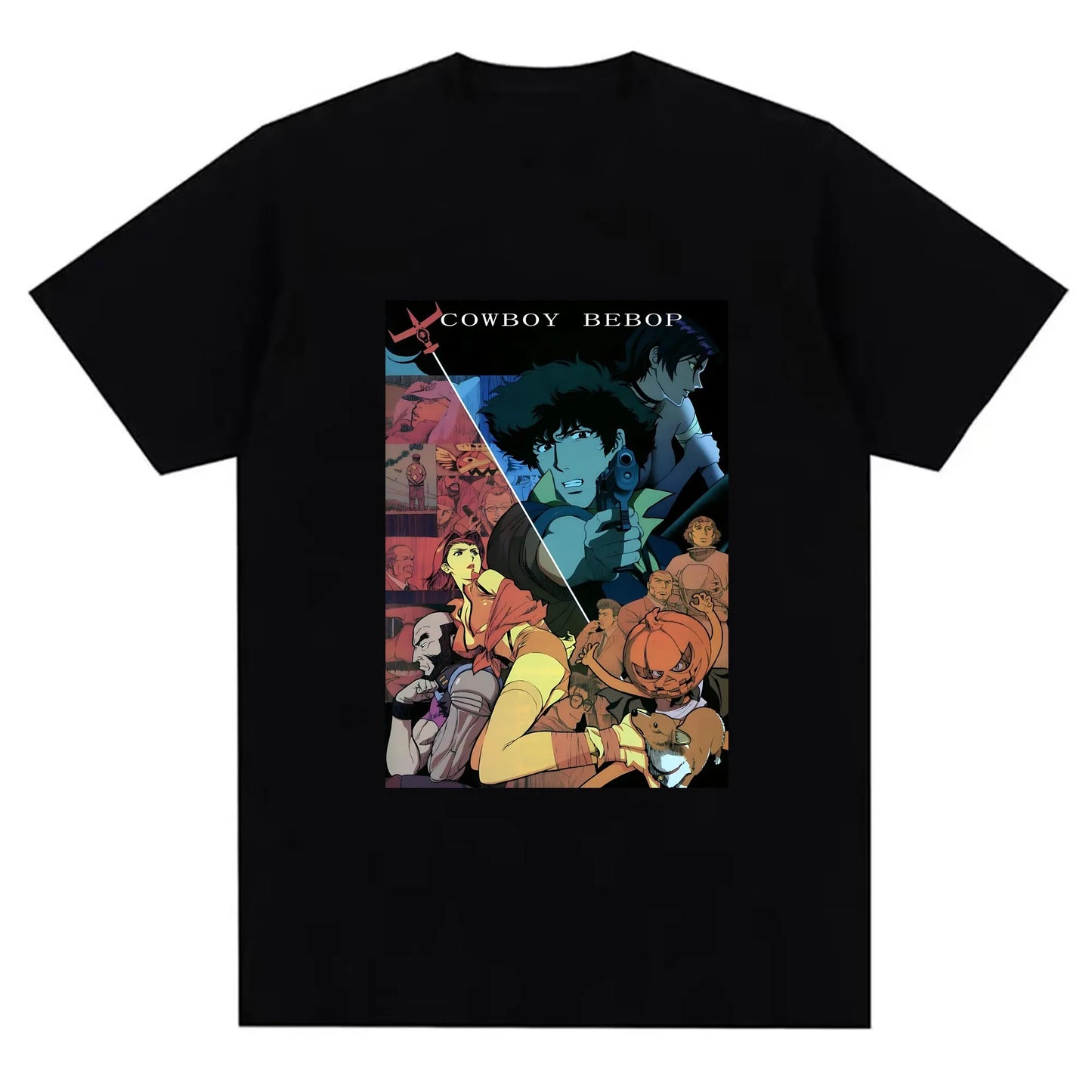 Cowboy Bebop: Men's Printed T-Shirt - Graphic Cotton Tee, Soft Breathable Short Sleeve Top for Casual Summer Outfits, Trendy Anime