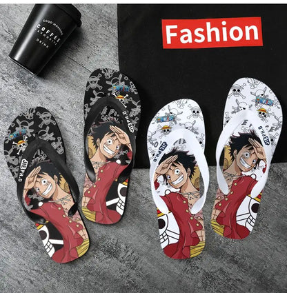 One Piece: Slides Luffy Cartoon Flip Flops Slippers - Non-Slip Outdoor Summer Sandals Unisex for Adults Cartoon eva slippers