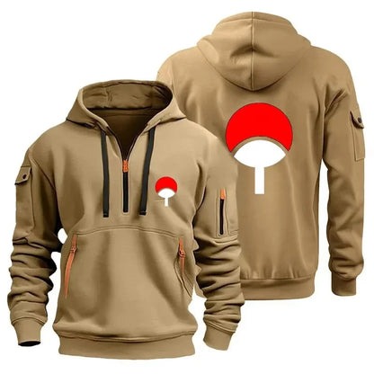 Naruto: Anime Half Zipper Hoodie Casual Versatile Sweatshirt Comfortable Daily Fashion Zip-Up Sweatshirt for Fans