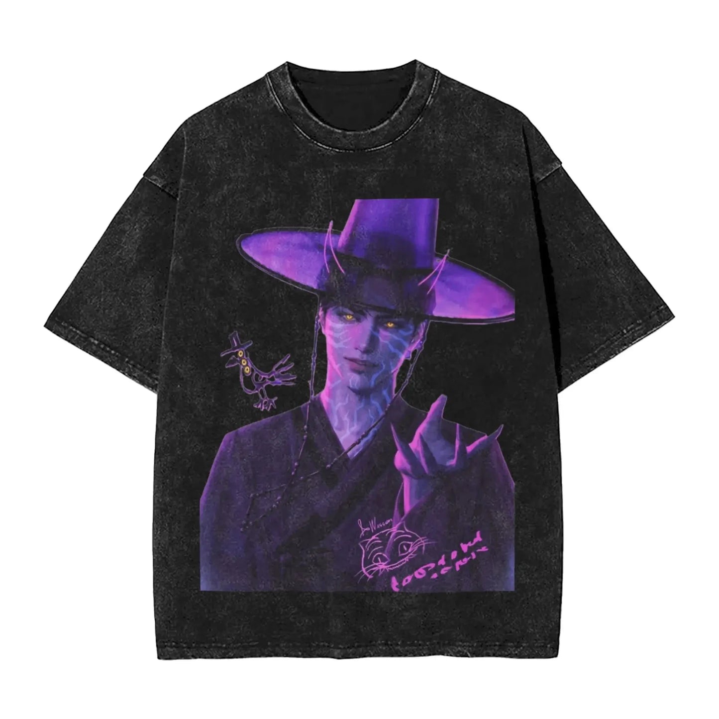 K-Pop Demon Hunters Washed T-Shirt Man Derpy Tiger Casual T-Shirts Summer Breathable Trendy Tee Shirt Design Plus Size Clothes