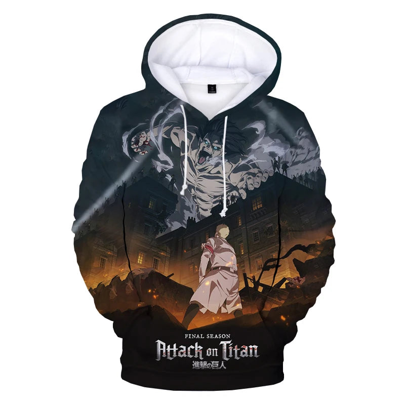Attack on Titan: 3D Print Hoodie Sweatshirts Casual Long Sleeve Pullover Harajuku Streetwear Anime Hoodies