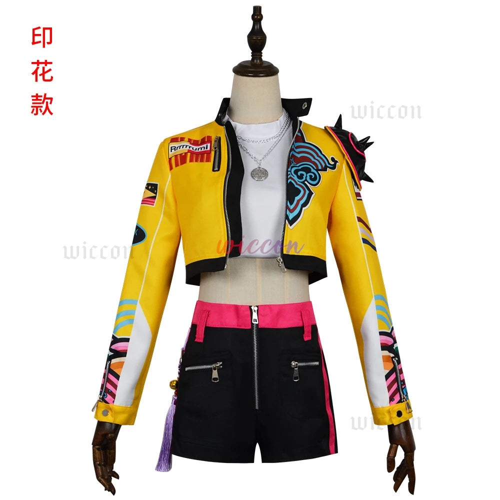 KPop Demon Hunters:  Huntrix Rumi Cosplay KPOP Group Stage Cosplay Print Pattern Uniform Halloween Party Sexy Outfit For Woman