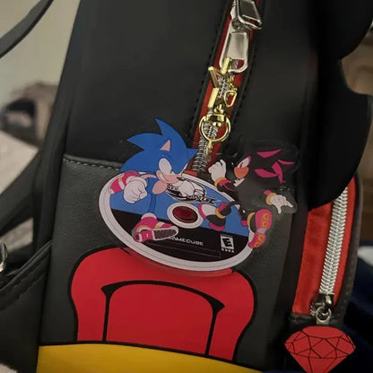 Sonic the Hedgehog : Sonic*Shadow CD-shaped star keychain acrylic pendant, exclusive pendant gift for friends, couples and CP