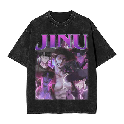 K-Pop Demon Hunters Washed T-Shirt Man Derpy Tiger Casual T-Shirts Summer Breathable Trendy Tee Shirt Design Plus Size Clothes