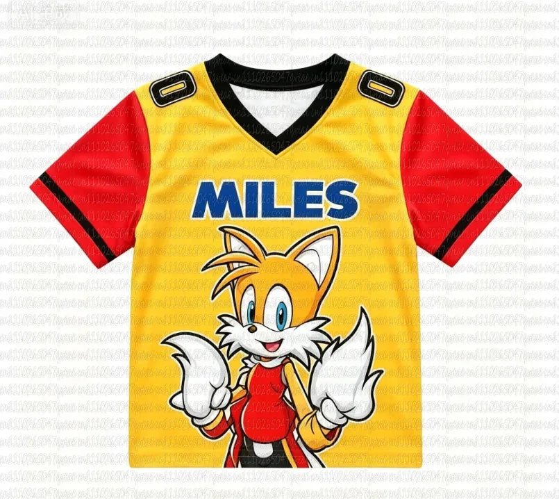 Sonic The Hedgehog: Summer Boy's Girls Casual Sports Style Sonic Print Short Sleeve V-Neck Men's Women's Casual T-shirt Tops