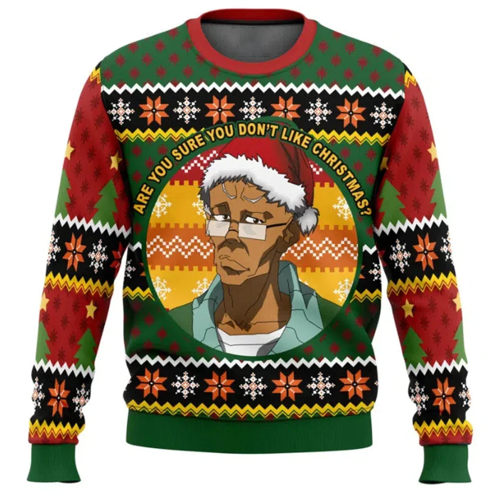 The Boondocks: Huey Freeman Ugly Christmas Sweater Cartoon Anime Women Men Pullover Top 2025 New Fashion Couple Hoodie Sweatshirt