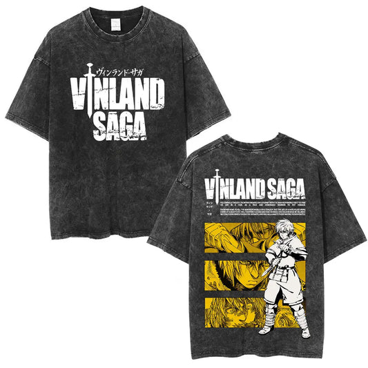 Vinland Saga: T-shirt Manga Thorfinn Karlsefni Graphic Vintage Washed T Shirt Men's Women Casual Cotton Oversized T-shirts