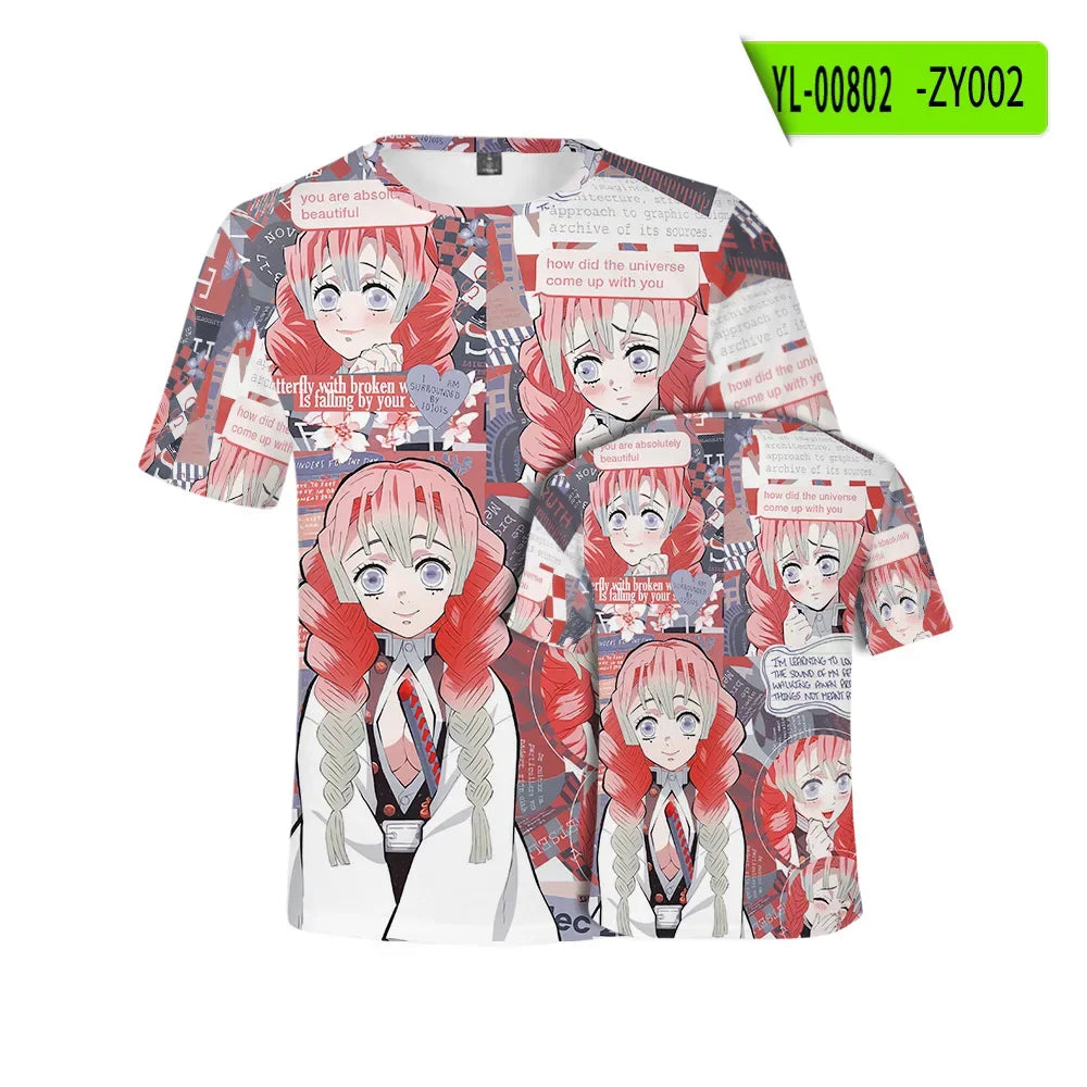 Demon Slayer: Kamado Tanjirou  T shirt 3D  Short Sleeve Y2k Tees