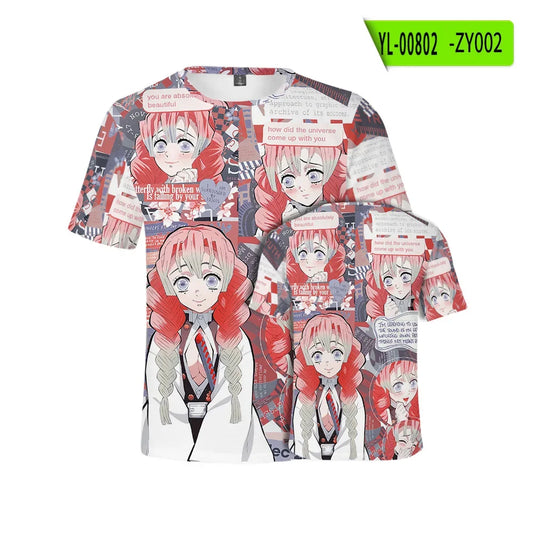 Demon Slayer: Kamado Tanjirou  T shirt 3D  Short Sleeve Y2k Tees