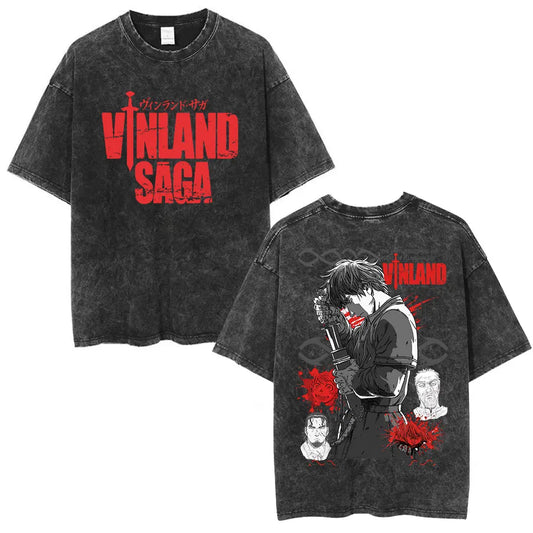 Vinland Saga: T-shirt Manga Thorfinn Karlsefni Graphic Vintage Washed T Shirt Men's Women Casual Cotton Oversized T-shirts