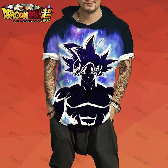 Dragon Ball: T-shirt Men Trend Z GOKU Men's Hooded Essentials 3XL Tops Fashion High Quality Harajuku Style Z Short Sleeve 2025