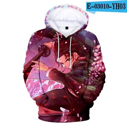 Demon Slayer: Kimetsu No Yaiba Hoodies Sweatshirts Black White Checkered Pattern Full Hoodies Casual