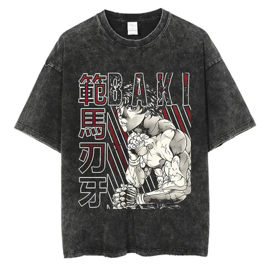 Baki Haman: Tshirts Harajuku Vintage 100% Cotton 2024 New Washed T Shirt For Men Hip Hop Streetwear Oversize T-shirt