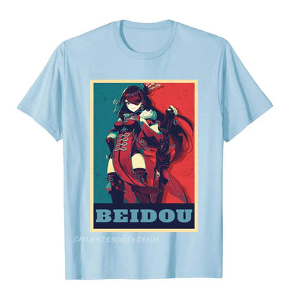 Genshin Impact: Beidou Hope Gene Premium Cotton Printing Tops T Shirt Faddish Men's Top T-Shirts Slim Fit