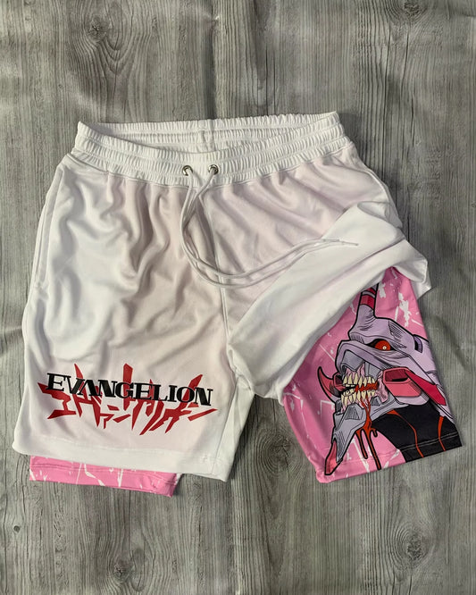 Genesis Evangelion: Men's Cosplay Shorts Double-layer Two-in-one Shorts Quick-drying Fake Y2k