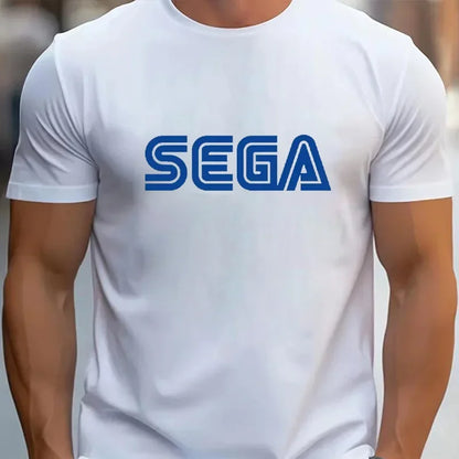 Sonic the Hedgehog: Sega Logo Men T Shirts Summer Casual Short Sleeve Fashion Streetwear Harajuku Tshirt Korea Style Game Fans Male Tees