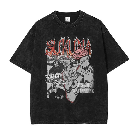 Jujutsu Kaisen: T Shirts Vintage Washed CHOSO T-shirt Oversize Short Sleeve Fushiguro Toji Gojo Saturo Itadori