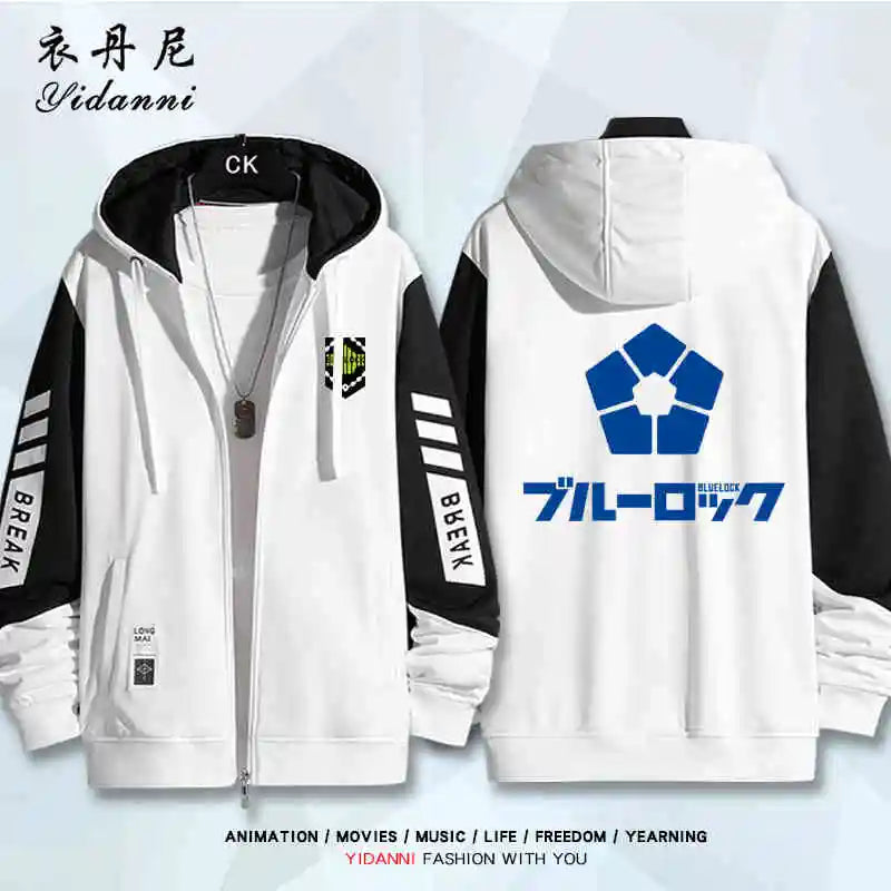 Blue Lock:  Mikage Reo Isagi Yoichi Nagi Seishiro Cosplay Jacket Zipper Hoodie Women Men Fashion Hooded Coat Couple Tops Gift