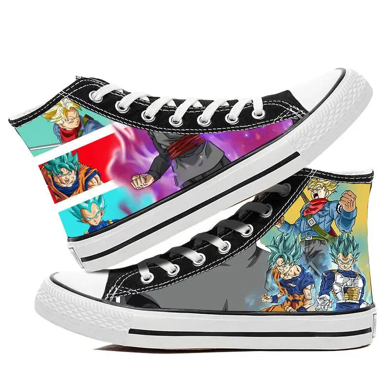 Dragon Ball:  Hand-painted graffiti printing men's high-top canvas shoes goku