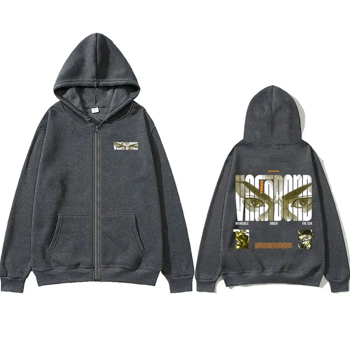 Anime Vinland Saga Miyamoto Musashi Invincible Under The Sun Zipper Hoodie Men's Women Manga Casual Oversized Zip Up Jacket Coat