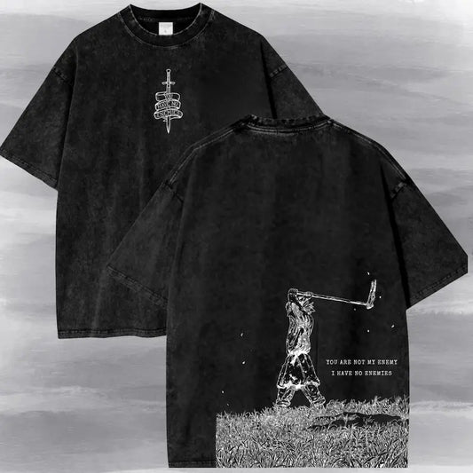 Vinland Saga: Washed T-shirt New Model personality Clothes Oversized Unisex high quality Vintage Loose Trendy Cotton Comfortable